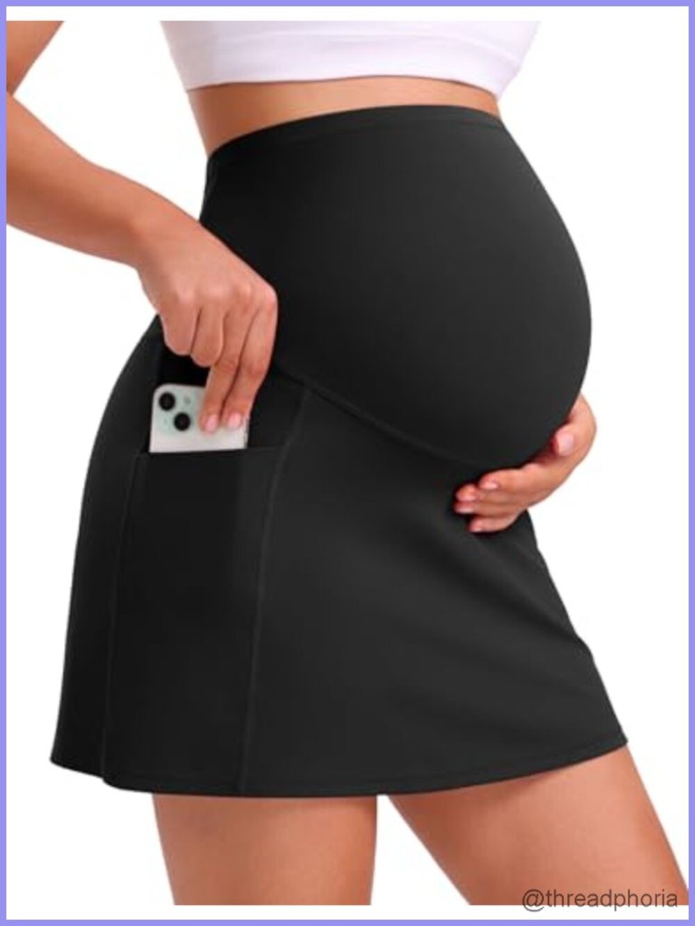 Maternity Tennis Skort 2-in-1 with 4 Pockets Built-in Shorts